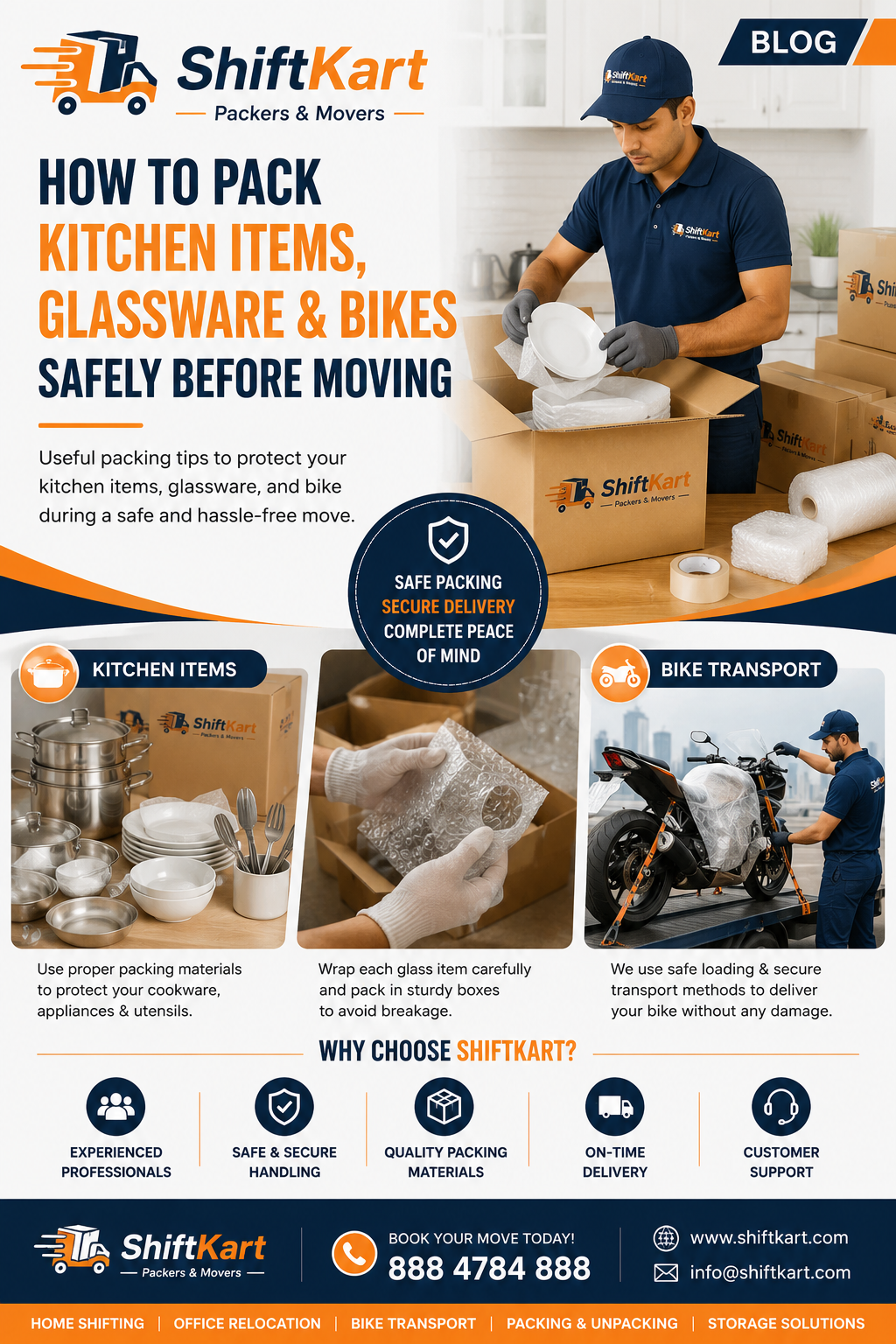 How to Pack Kitchen Items, Glassware & Bikes Safely Before Moving