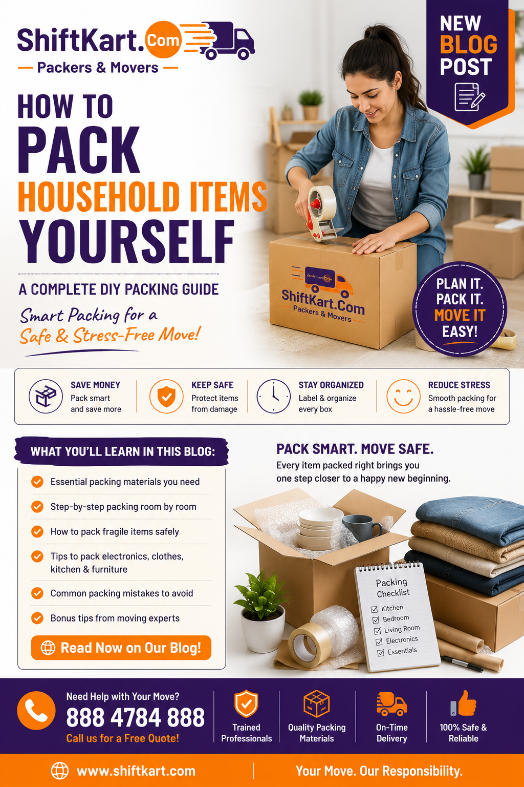 How to Pack Household Items Yourself: A Complete DIY Packing Guide by ShiftKart Packers and Movers